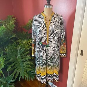 CHINYERE PRINTS | lightweight tropical summer cover up dress L